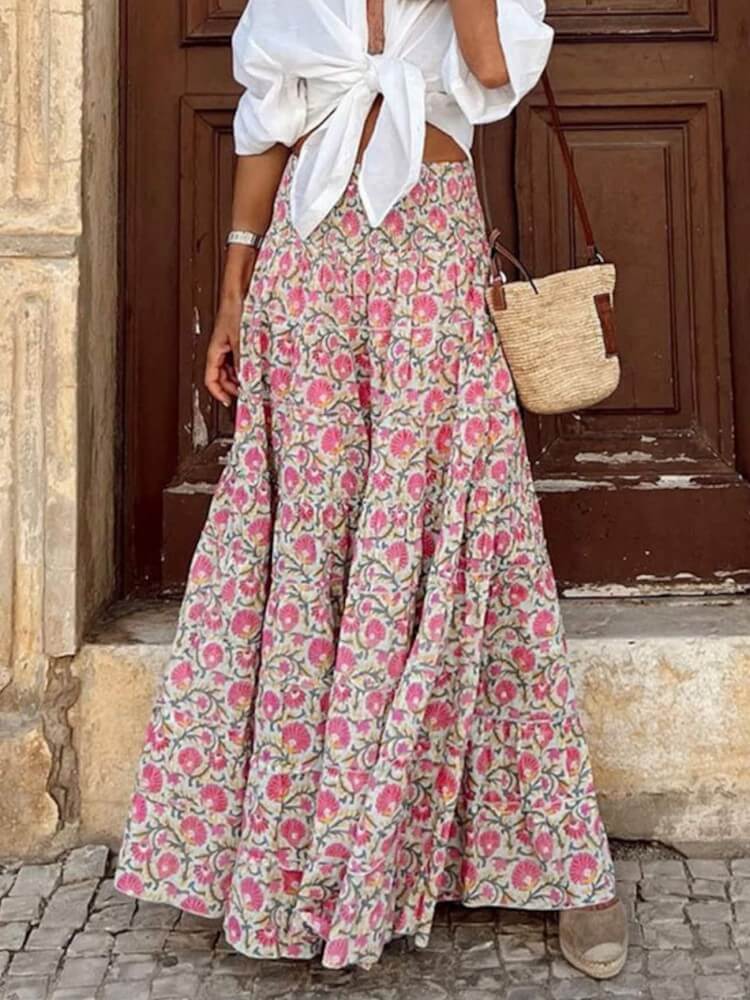 Flower Print Maxi Skirt