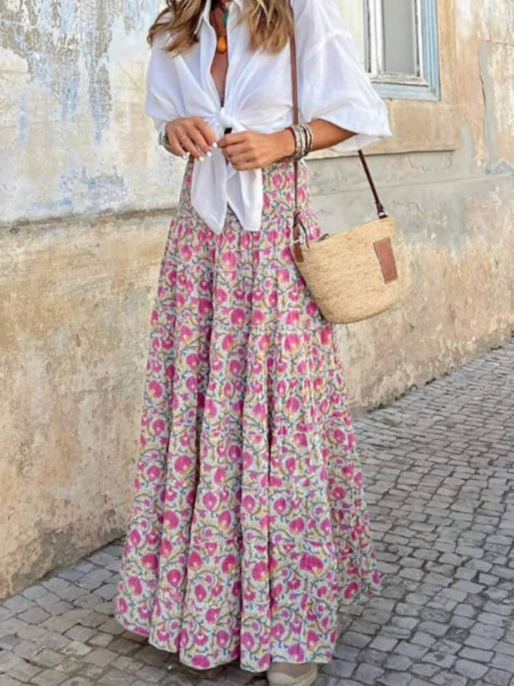 Flower Print Maxi Skirt