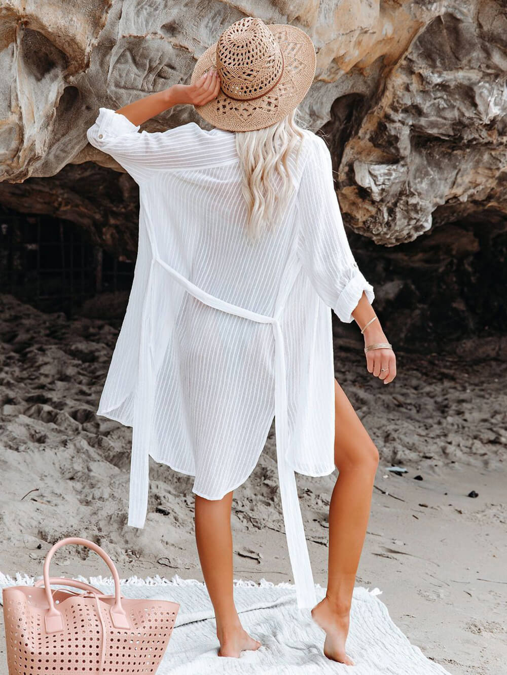 Striped Shirt Beach Cover Up