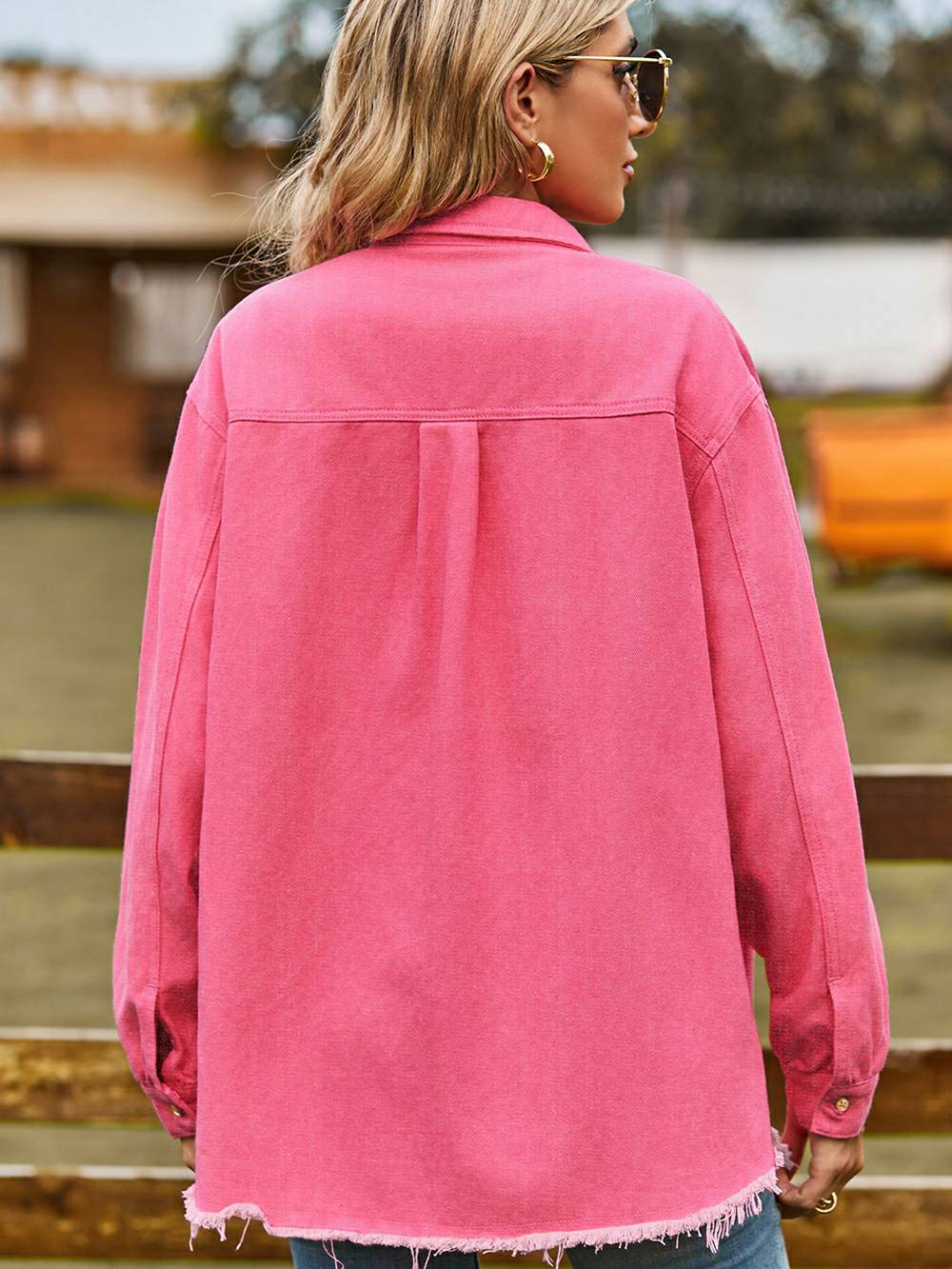 Pink Quilted Chest Pocket Shacket