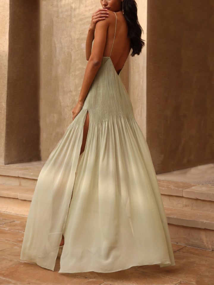 Jasmine Pleated Slit Maxi Dress