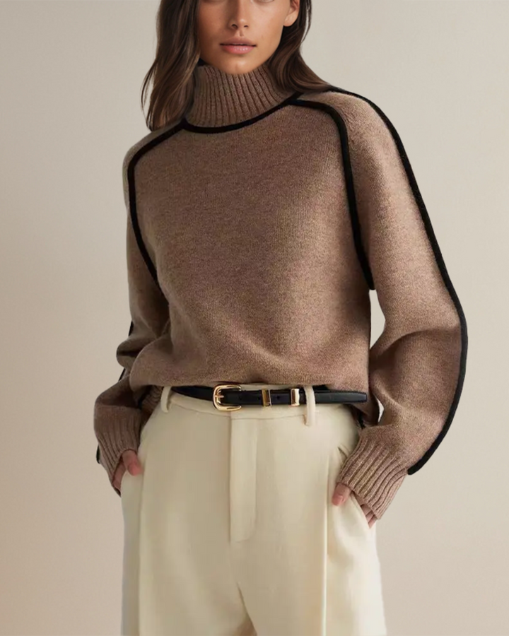 Emery Contrast Trim Turtleneck Sweater