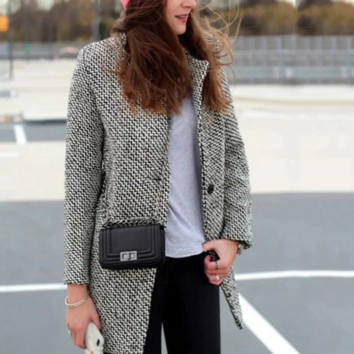 Houndstooth Long Coat