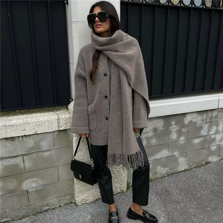 Marlowe Cozy Knit Coat with Scarf