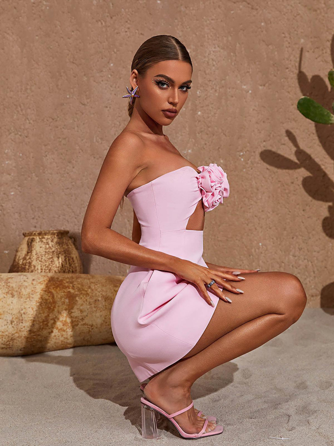 Maddie Strapless Pink Mini Dress