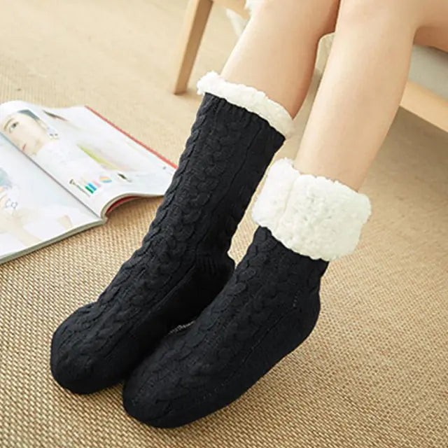 Cozy Cable Knit Sherpa-Lined Socks