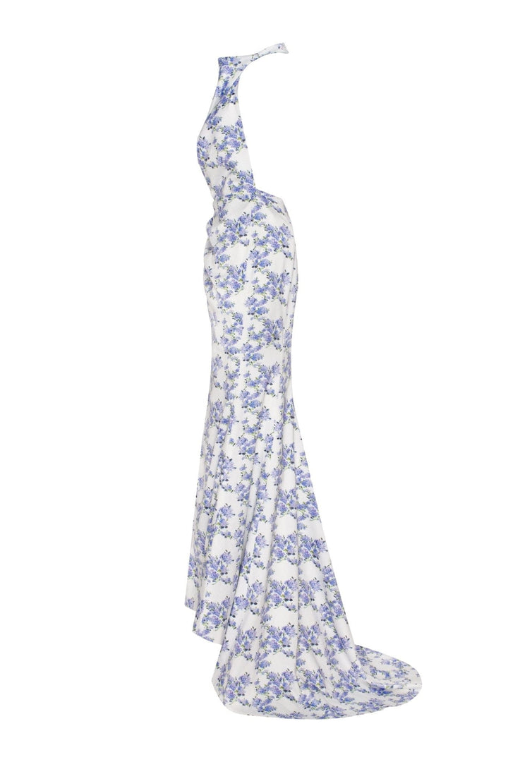 White Floral Halter Neck Maxi Dress