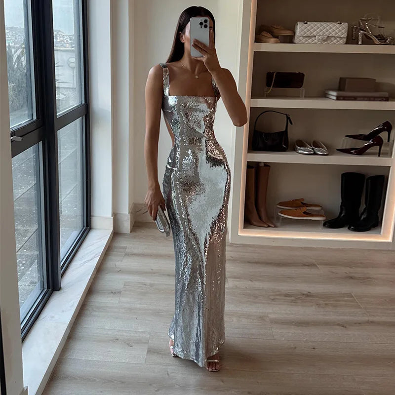 Caitlin Silver Maxi Dress