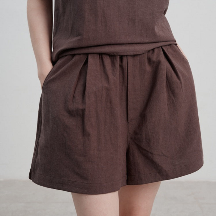 Linen Casual High-Waisted Loose Shorts