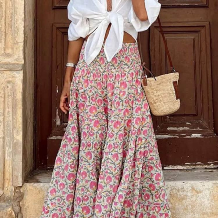 Flower Print Maxi Skirt