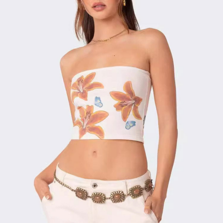 Lily Print Tube Top