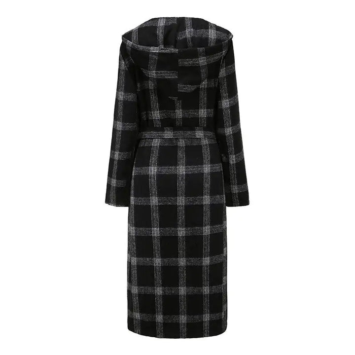 Hooded Plaid Trench Coat