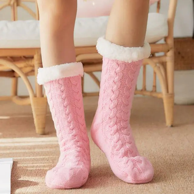 Cozy Cable Knit Sherpa-Lined Socks