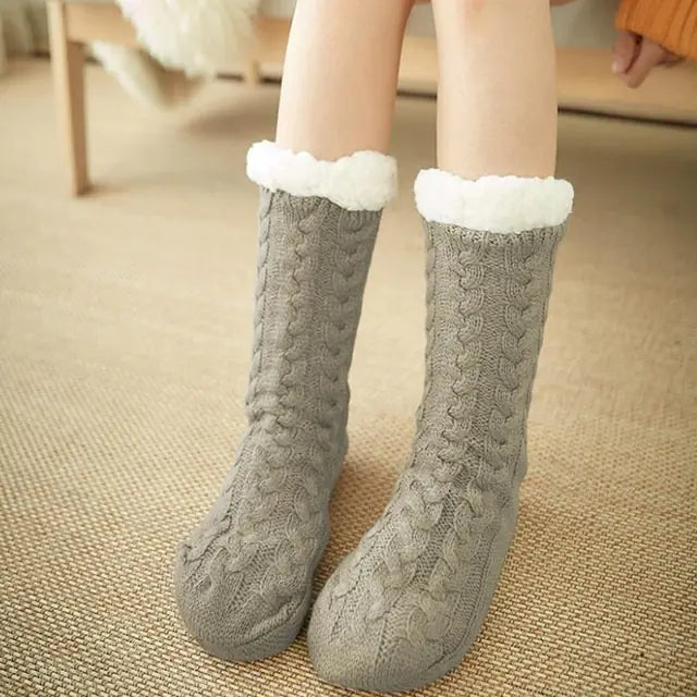 Cozy Cable Knit Sherpa-Lined Socks