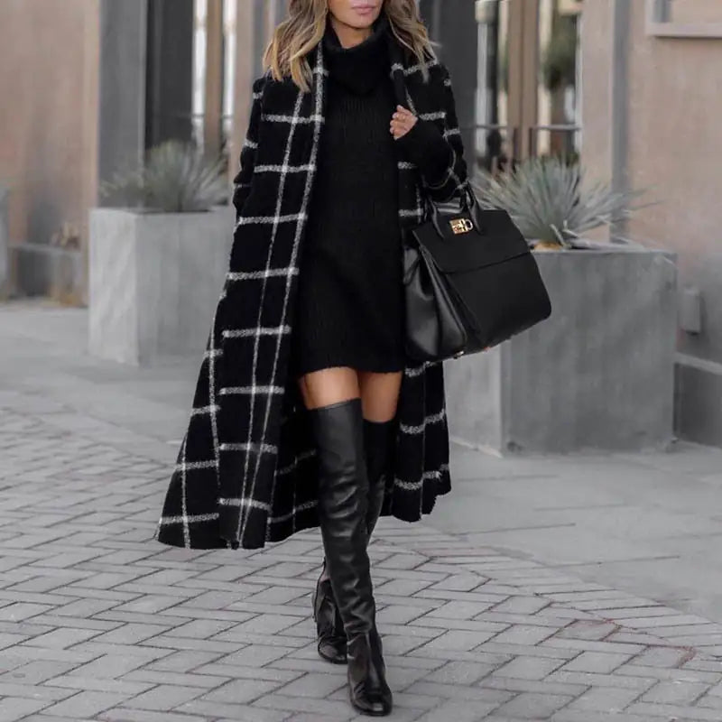 Hooded Plaid Trench Coat