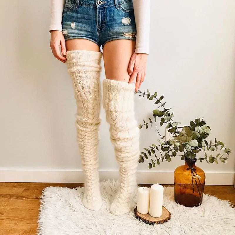 Cozy Cable Knit Over-the-Knee Socks