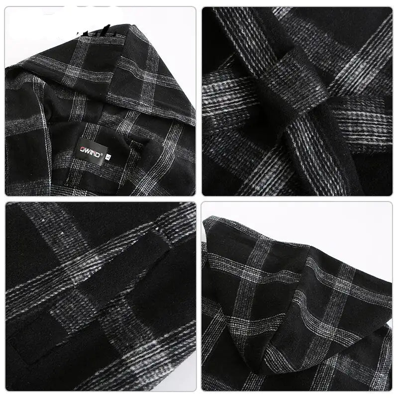 Hooded Plaid Trench Coat