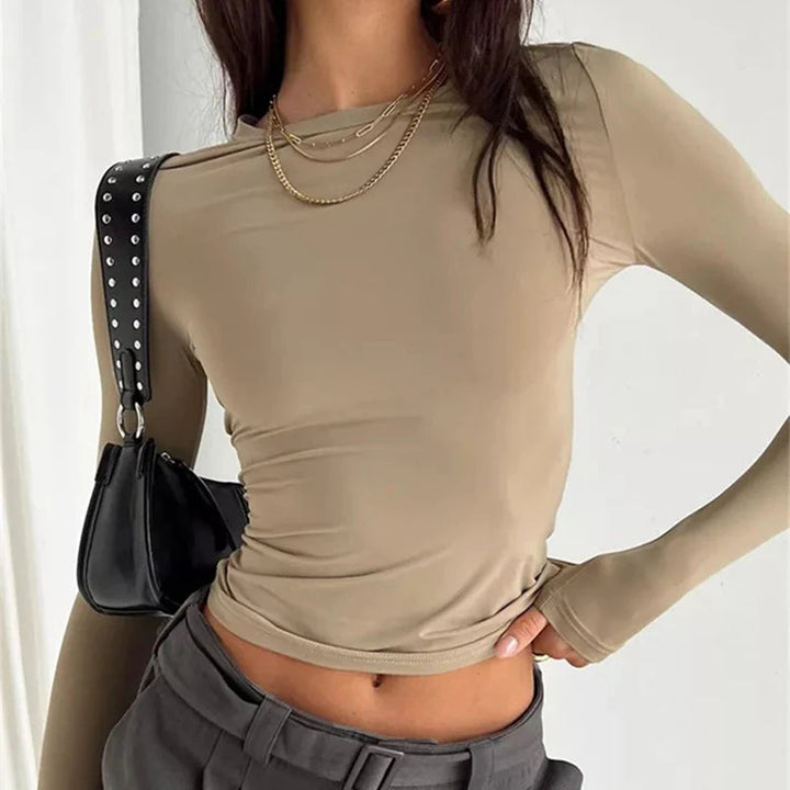 Basic Essential Long Sleeve Cropped Tee