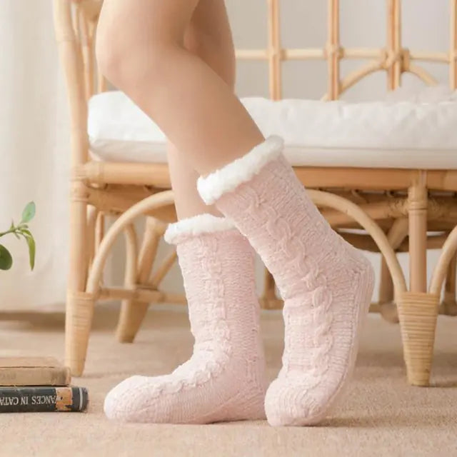 Cozy Cable Knit Sherpa-Lined Socks